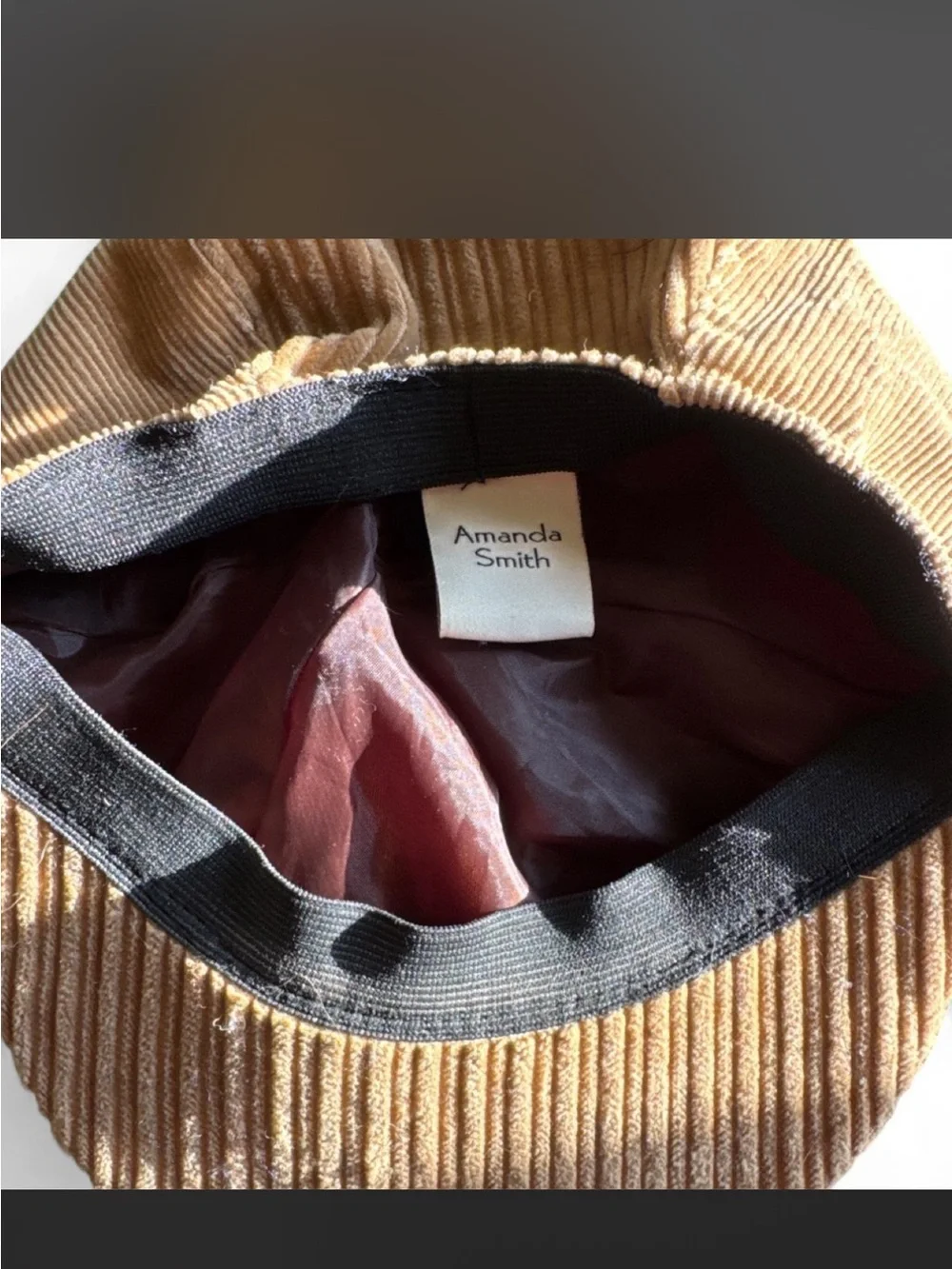 Amanda Smith Corduroy Newsboy Cap in Light Brown